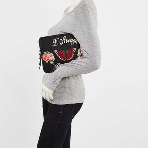 Gucci Black Nylon Butterfly L'Aveugle Par Amour Zip Pouch